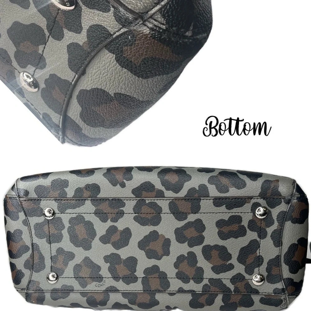 COACH SMALL MARGOT CARRYALL IN OCELOT PRINT F35897 LEOPARD GREY BLACK BAG PURSE